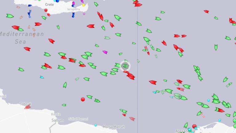 The ship has now left Egyptian waters (Pic: MarineTraffic)