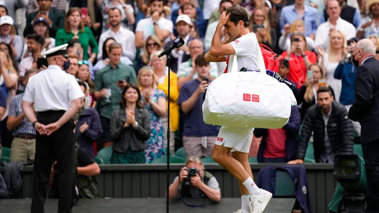 Roger Federer was given a standing ovation as he left Centre Court