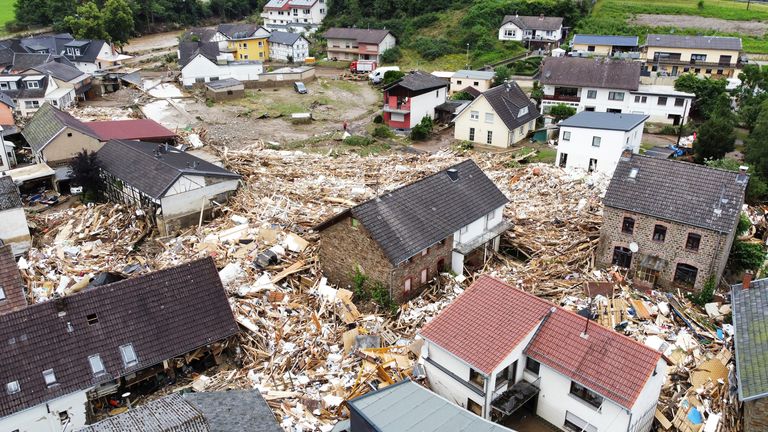 Flood-affected area in Schuld, Germany