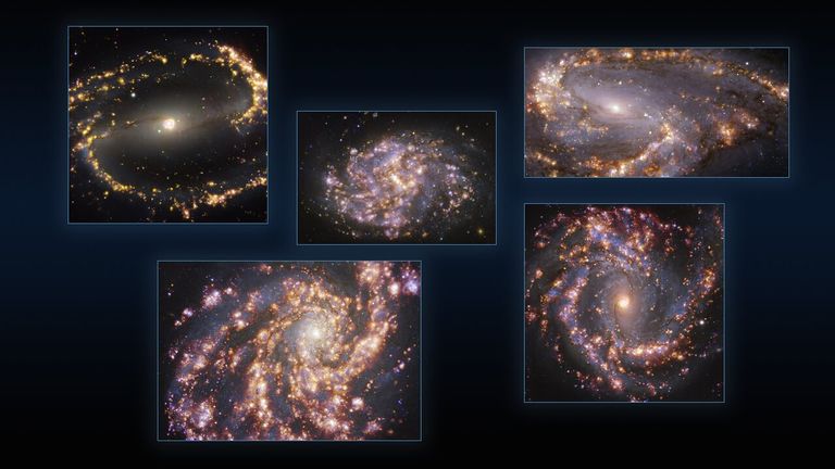 Galaxies look like fireworks. Pic: ESO/PHANGS