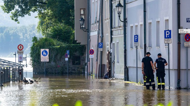 Recovery efforts continue in Passau after the Danube flooded. Pic: AP