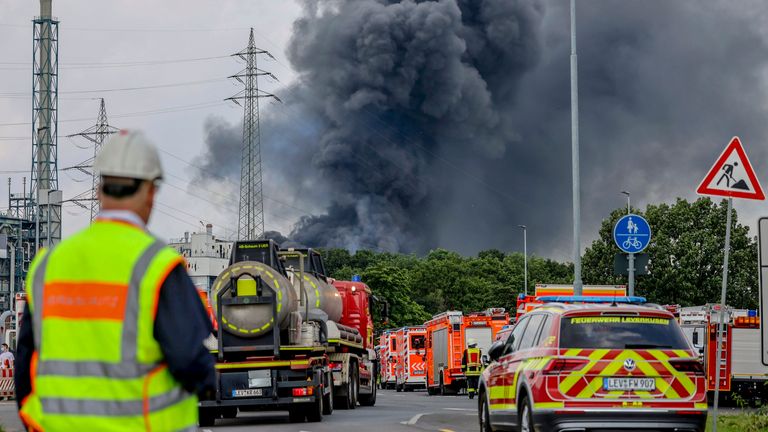 Emergency services at the scene. Pic: Oliver Berg/dpa/AP