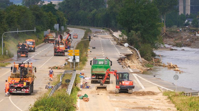 The clean-up and repair mission continues in Bad Neueahr, Rhineland-Palatinate. Pic: AP