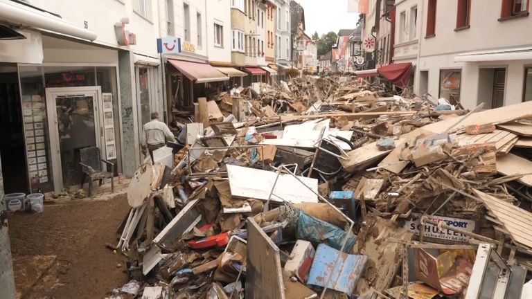 Debris left in the town of Ahrweiler