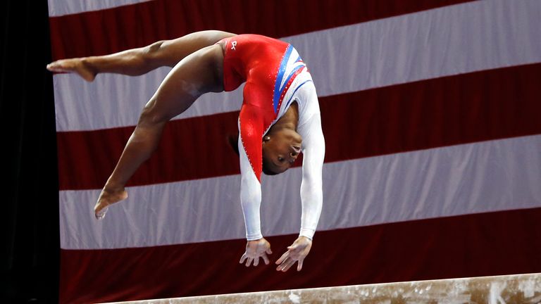 Simone Biles photographiée en compétition en 2013. Photo : AP