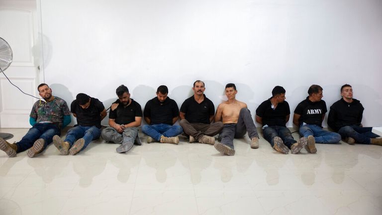 Several of the suspects were paraded at a media briefing on Thursday. Pic: AP