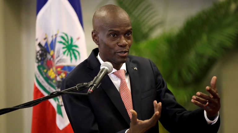 FILE PHOTO: Haiti&#39;s President Jovenel Moise speaks during a news conference to provide information about the measures concerning coronavirus, at the National Palace in Port-au-Prince
FILE PHOTO: Haiti&#39;s President Jovenel Moise speaks during a news conference to provide information about the measures concerning coronavirus, at the National Palace in Port-au-Prince, Haiti March 2, 2020. REUTERS/Andres Martinez Casares/File Photo