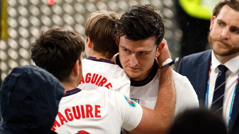 Harry Maguire with family members after Sunday&#39;s defeat to Italy