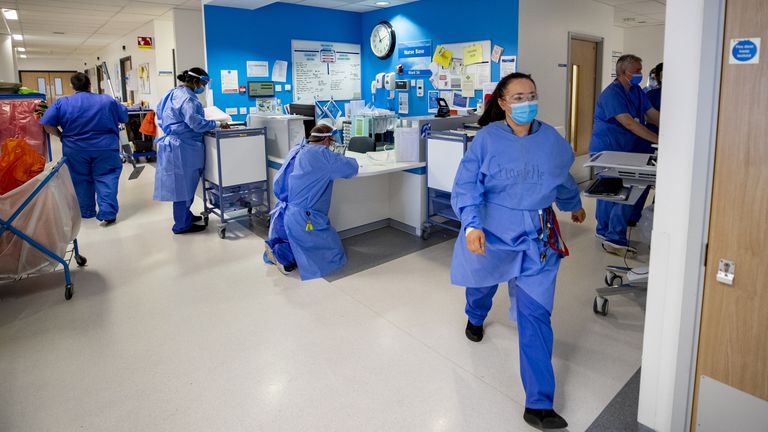 File photo dated 20/10/20 of staff on a hospital ward. The NHS is as stretched now as it was at the height of the pandemic in January and things will get worse before they get better, health leaders have said. Issue date: Tuesday July 27, 2021.