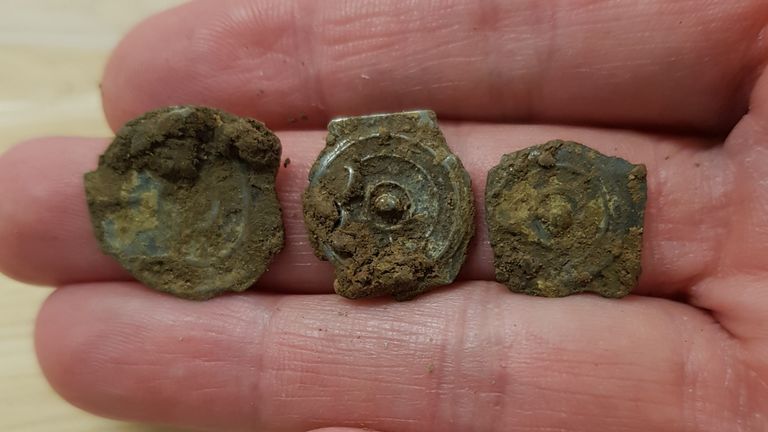 Some of the hundreds of rare coins from the Iron Age which have been uncovered by archaeologists working on the HS2 route 