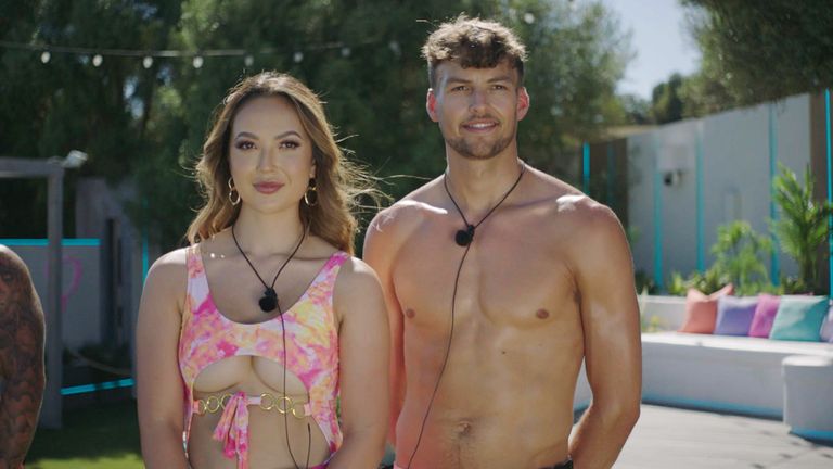 Love Island contestants Sharon Gaffka and Hugo Hammond. Pic: ITV/Lifted Entertainment