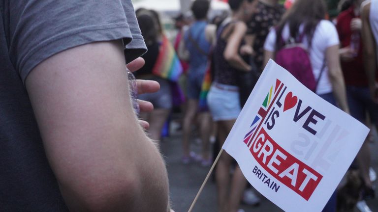  The little “love is Great Britain” flags were all over the march. They were distributed by the British Embassy in Hungary at the Pride march in Budapest 