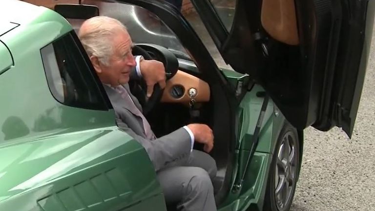Prince Charles tries out a hydrogen car
