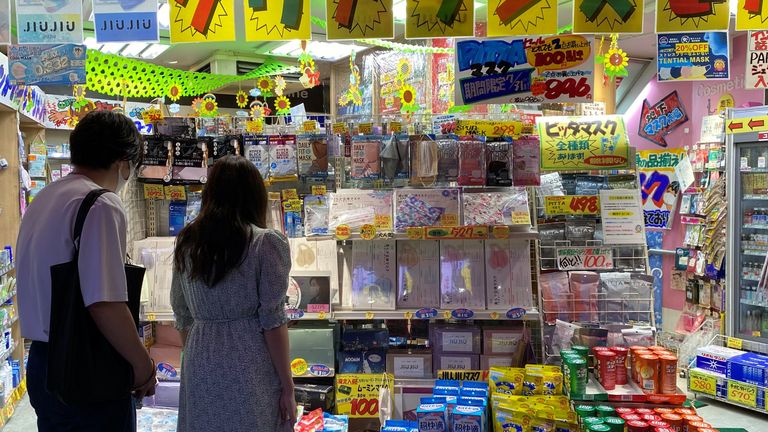 A shop in Tokyo selling face masks