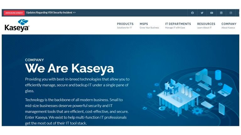 Kaseya&#39;s remote management software VSA was compromised by attackers. Pic: AP