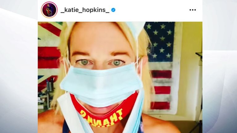 Hopkins has regularly mocked coronavirus rules on her Instagram page