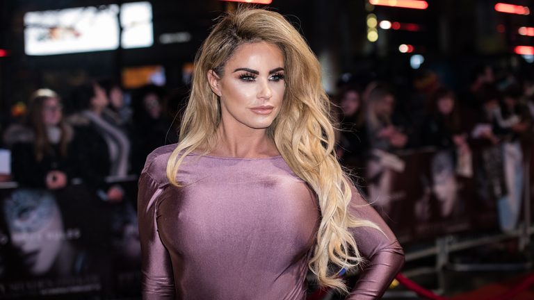 Katie Price poses for photographers upon arrival at the premiere of the film &#39;Fifty Shades Darker&#39;, in London, Thursday, Feb. 9, 2017. (Photo by Vianney Le Caer/Invision/AP)