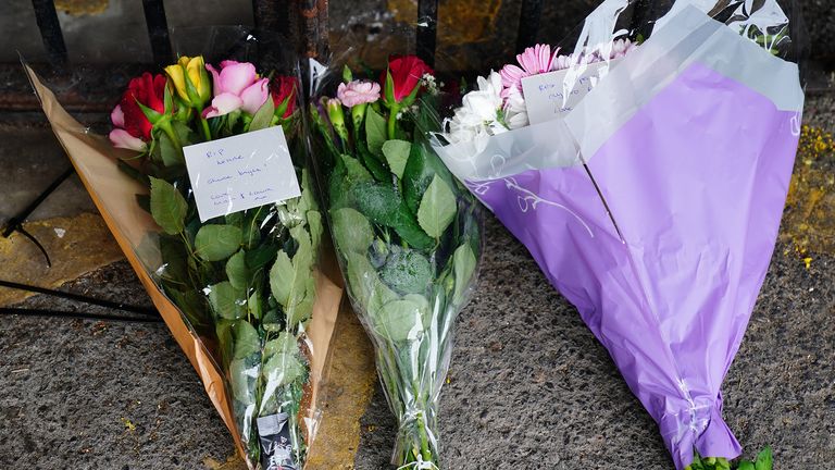 Flowers left near to the scene in Lambeth, south London, where a 16-year-old boy died after being stabbed on Monday evening. Picture date: Tuesday July 6, 2021.