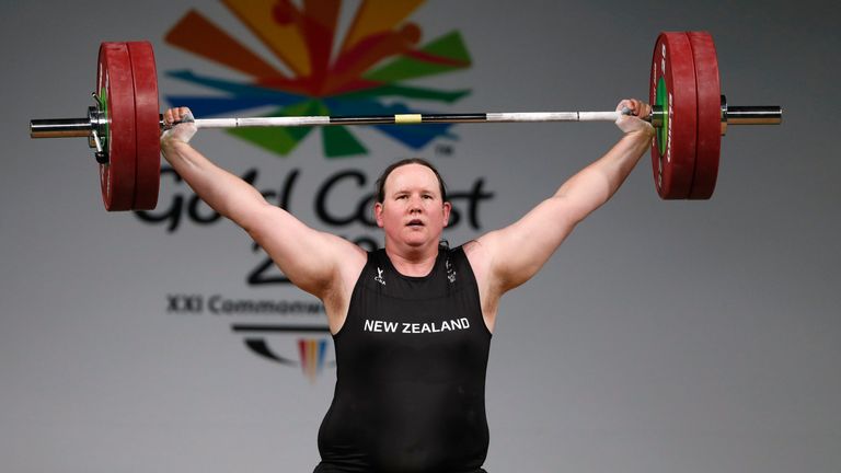 Laurel Hubbard competing at the 2018 Commonwealth Games