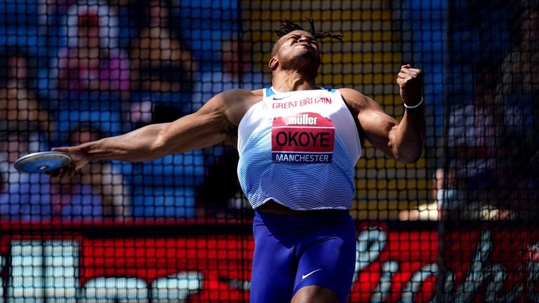 Lawrence Okoye in action during the 2021 British Athletics Championship