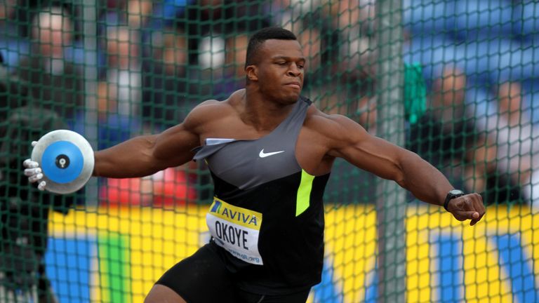 Okoye competes in the discus in 2012