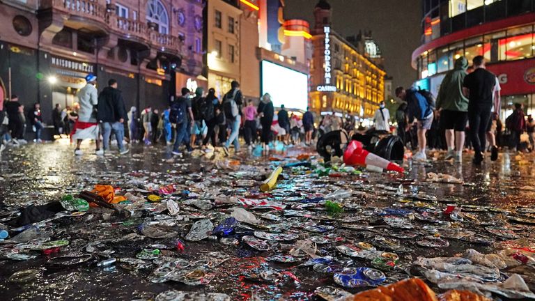 The scene in central London after England lost the Euro 2020 final on penalties to Italy