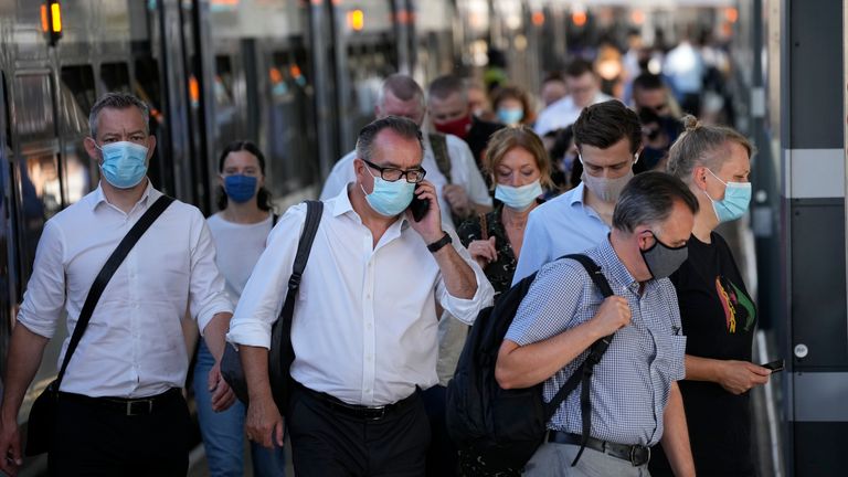 The vast majority of people still seem to be wearing face masks on public transport in London, such as here at London Bridge