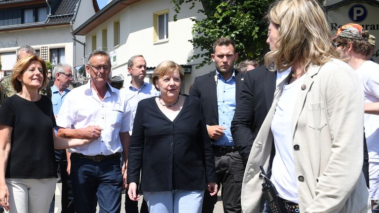 German Chancellor Angela Merkel has visited the Rhineland-Palatinate region