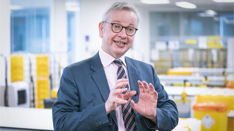Cabinet Office Minister Michael Gove speaks to the media during a visit to the Queen Elizabeth University Hospital Teaching Campus, Glasgow