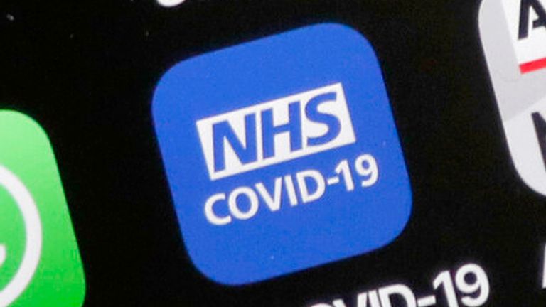 A view of an iphone showing the new NHS COVID-19 mobile phone application after the app went live on Thursday morning in London, Thursday, Sept. 24, 2020. The official NHS COVID-19 contact tracing app for England and Wales has finally been launched after months of delay. 
