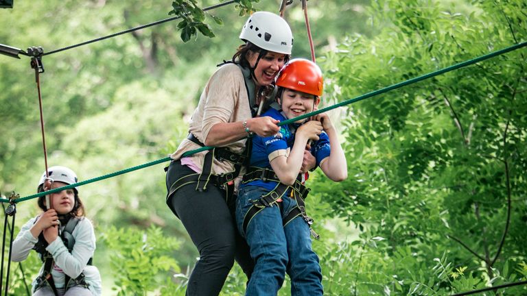 Oliver at the Calvert Lakes outdoor activity centre, with mum Sarah and sister Elizabeth.