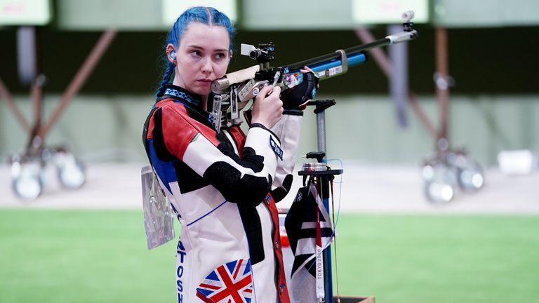 Great Britain&#39;s Seonaid McIntosh in action during the 10m Air Rifle Women&#39;s Qualification at the Asaka Shooting Range on the first day of the Tokyo 2020 Olympic Games in Japan. Picture date: Saturday July 24, 2021.