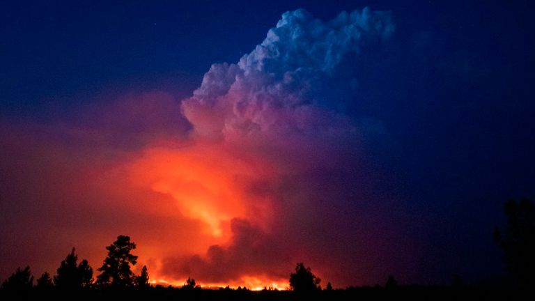 The Bootleg wildfire in southern Oregon. Pic: AP
