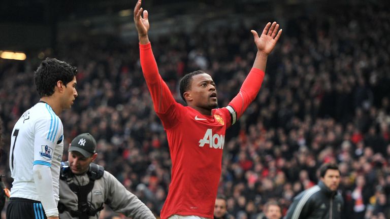 Patrice Evra in a Manchester United shirt