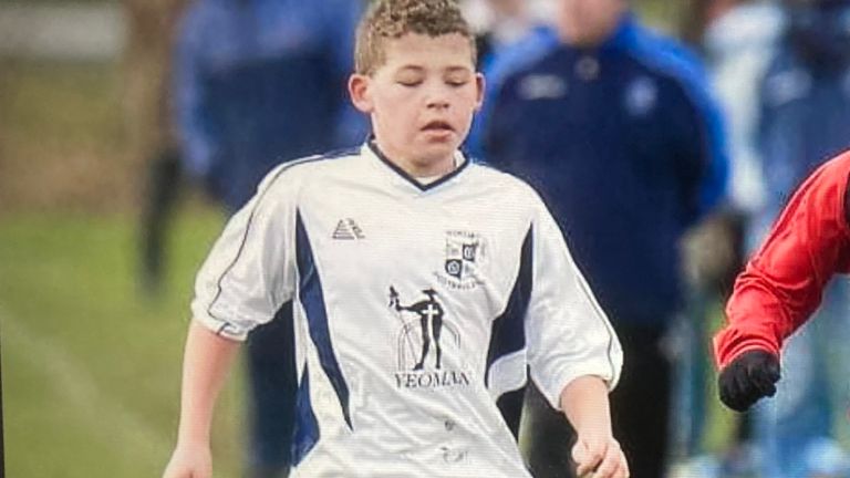 Kalvin Phillips in action as a junior for Wortley FC in Leeds. 