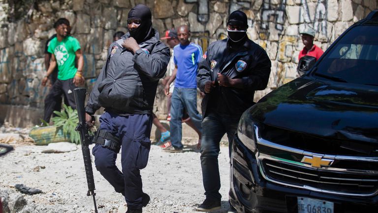 Security forces in Port-au-Prince outside President Jovenel Moise&#39;s home. Pic: Associated Press