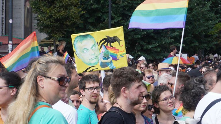 Pride march in Budapest, Hungary 24 July 2021               