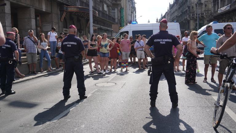 Police were at the Pride march in Budapest     