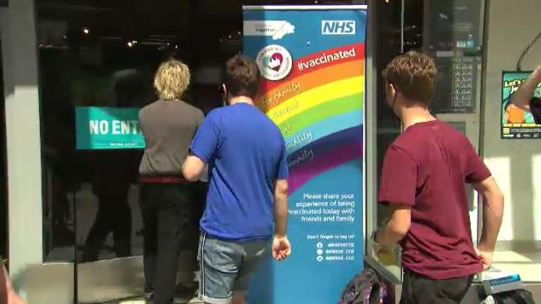 People head into Primark in Bristol to get a jab