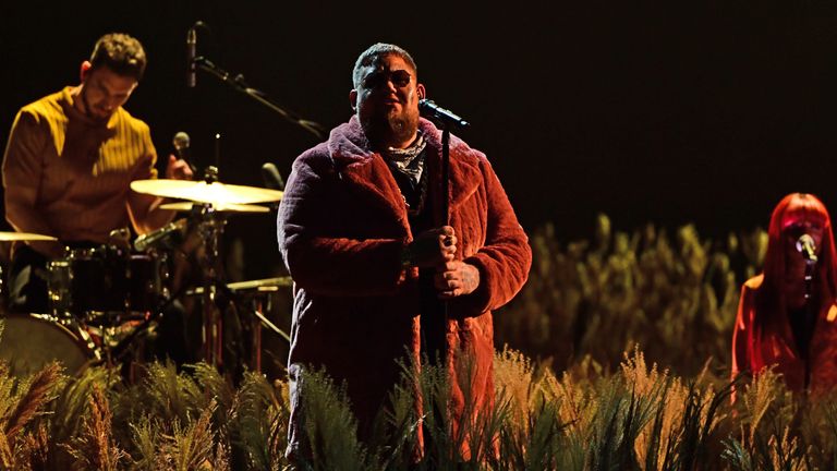 The Lewisham and Greenwich NHS Choir perform with Pink and Rag&#39;n&#39;Bone Man at the Brit Awards 2021, held at the O2 Arena in London
