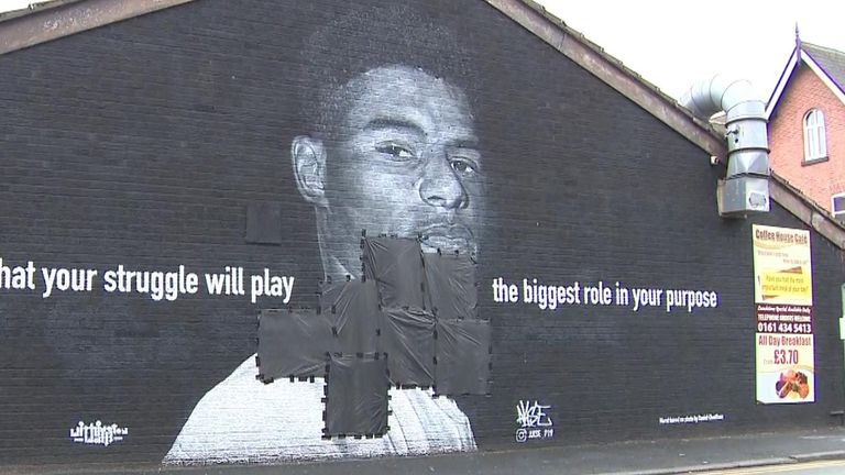 Rashford mural vandalised with racist graffiti 