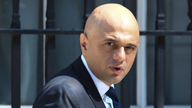 Sajid Javid pictured leaving Number 10 on Friday. Pic: @PoliticalPics 