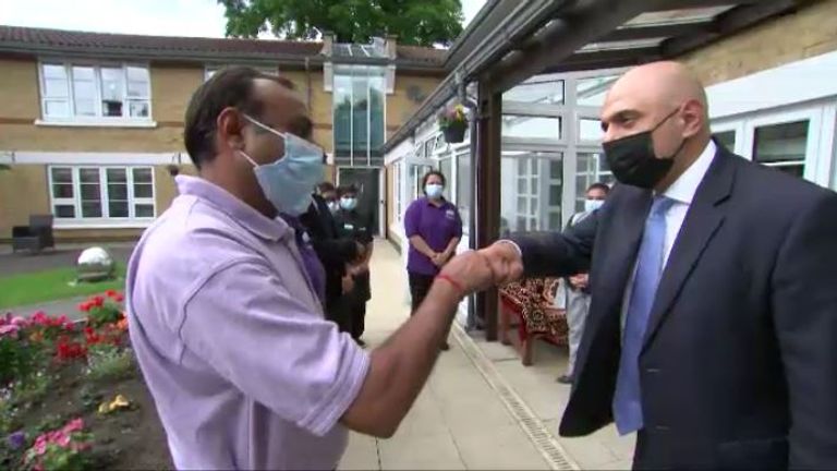 Sajid Javid visited a care home in Streatham on Tuesday