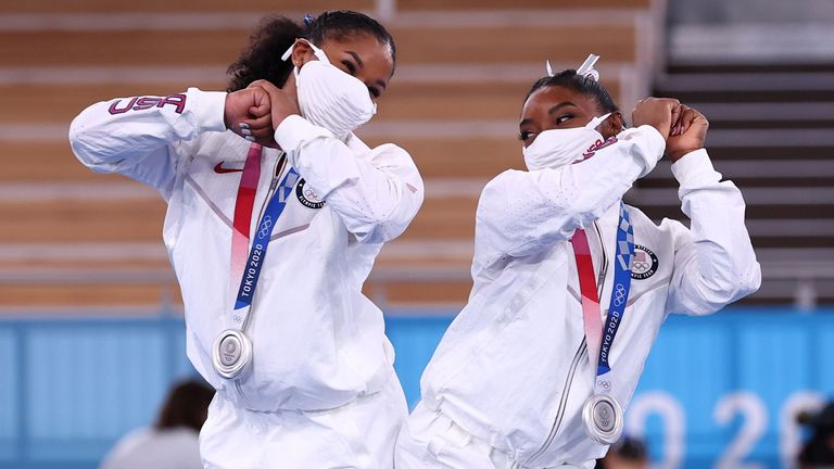 Simone Biles (right) dropped out of the gymnastics event on Tuesday for "medical reasons"