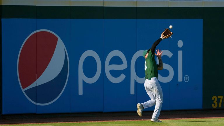 Daytona Tortugas outfielder Wendell Marrero (32) catches a fly ball during a game against the Bradenton Marauders on June 9, 2021 at LECOM Park in Bradenton, Florida. Pic: AP