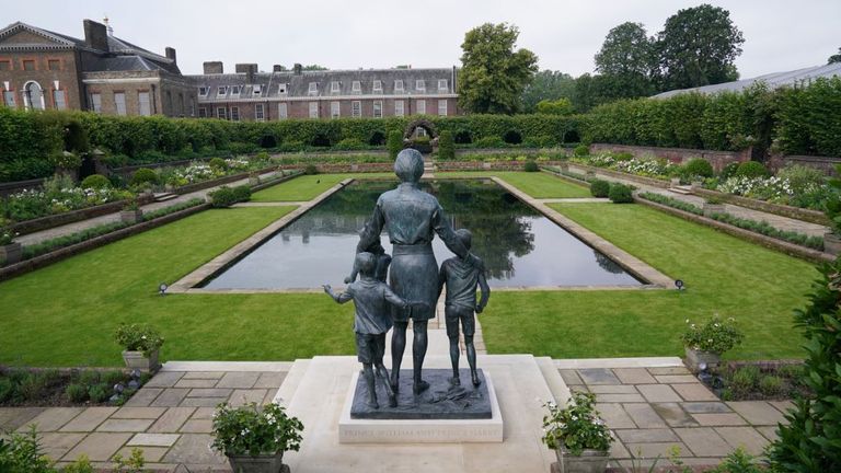 The statue is located in the sunken garden