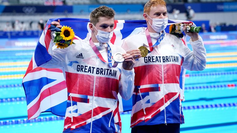 Tom Dean (right) and Duncan Scott won gold and silver respectively, the first time since 1908 two Brits have taken first and second in swimming