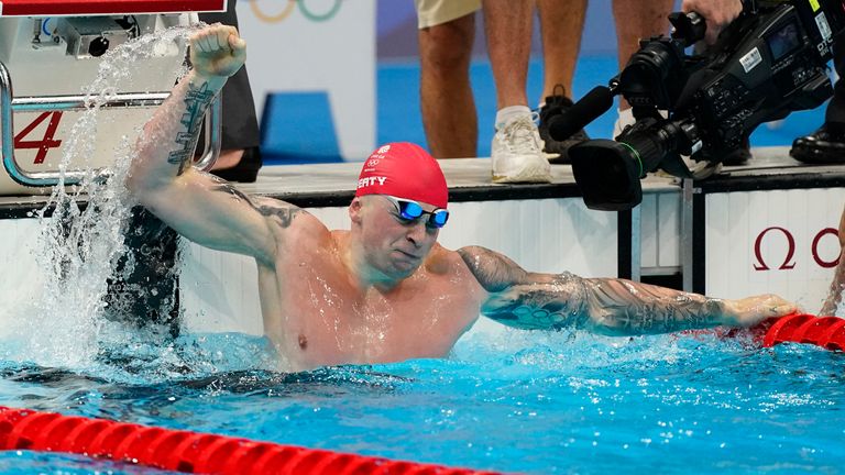 Adam Peaty comfortably took gold in the 100m breaststroke 