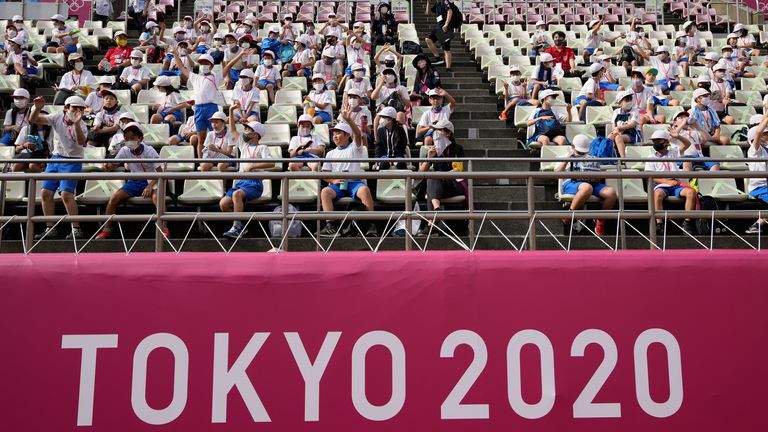 Spectators watch a men's soccer match between New Zealand and South Korea at the Tokyo 2020 Olympics. Pic: AP