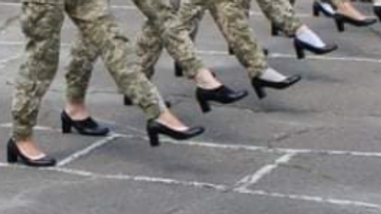 Women in Ukraine&#39;s army marching in high heels